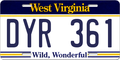WV license plate DYR361