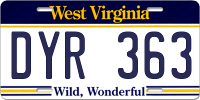 WV license plate DYR363