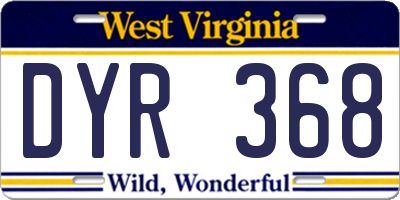 WV license plate DYR368
