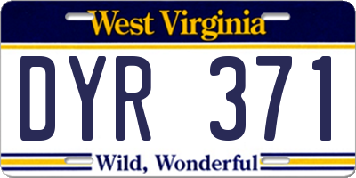 WV license plate DYR371