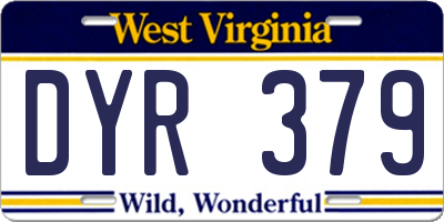WV license plate DYR379