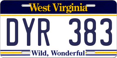 WV license plate DYR383