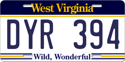 WV license plate DYR394