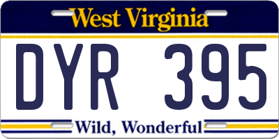 WV license plate DYR395