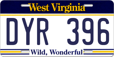WV license plate DYR396