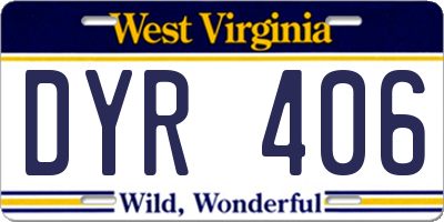 WV license plate DYR406
