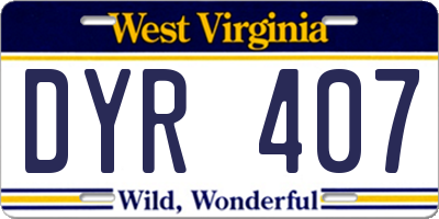 WV license plate DYR407