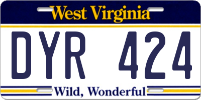 WV license plate DYR424