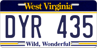 WV license plate DYR435