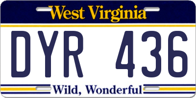 WV license plate DYR436