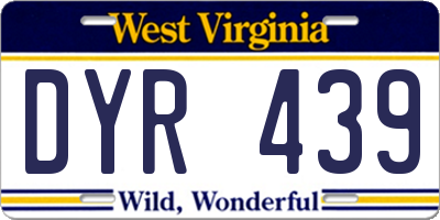 WV license plate DYR439