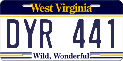 WV license plate DYR441