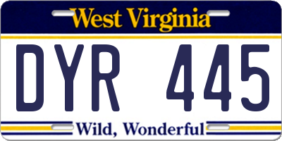 WV license plate DYR445