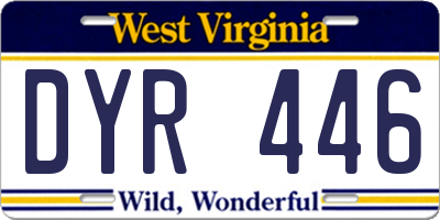 WV license plate DYR446
