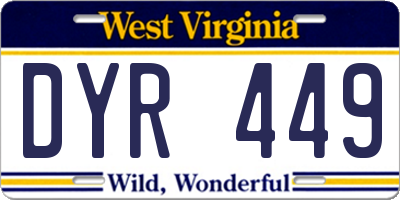 WV license plate DYR449