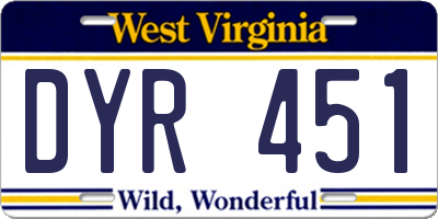 WV license plate DYR451