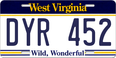 WV license plate DYR452