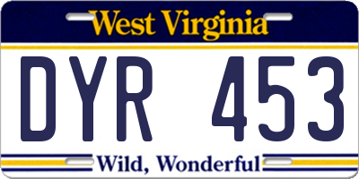 WV license plate DYR453