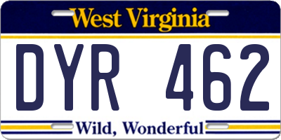 WV license plate DYR462