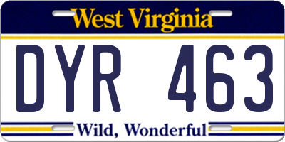 WV license plate DYR463
