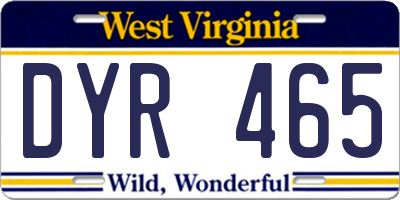 WV license plate DYR465
