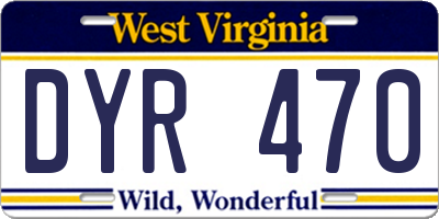 WV license plate DYR470