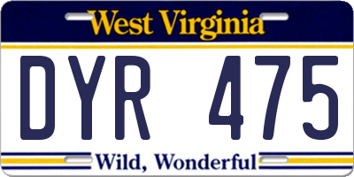 WV license plate DYR475