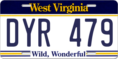 WV license plate DYR479