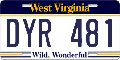 WV license plate DYR481