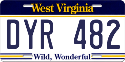 WV license plate DYR482