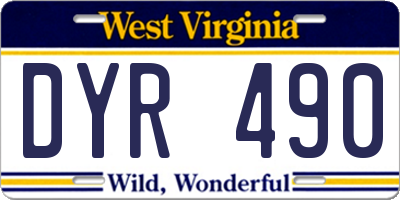 WV license plate DYR490
