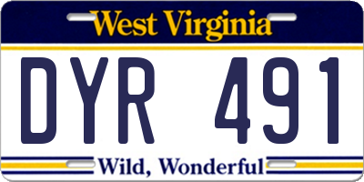 WV license plate DYR491