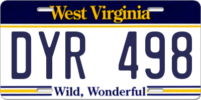 WV license plate DYR498