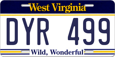 WV license plate DYR499