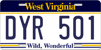 WV license plate DYR501