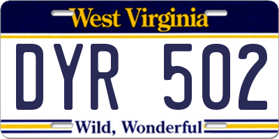 WV license plate DYR502