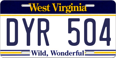 WV license plate DYR504