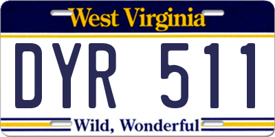 WV license plate DYR511