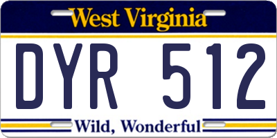 WV license plate DYR512