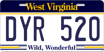 WV license plate DYR520