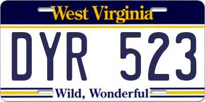 WV license plate DYR523