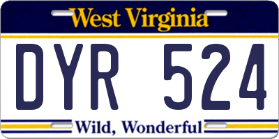 WV license plate DYR524