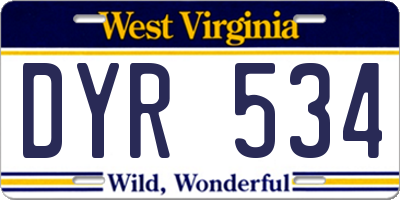 WV license plate DYR534