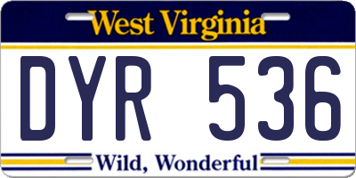 WV license plate DYR536