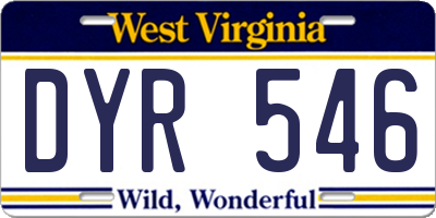 WV license plate DYR546
