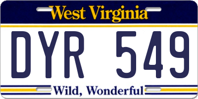 WV license plate DYR549