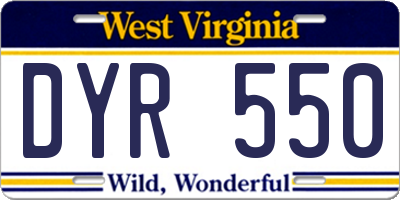 WV license plate DYR550