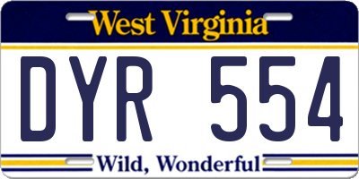 WV license plate DYR554