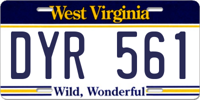 WV license plate DYR561