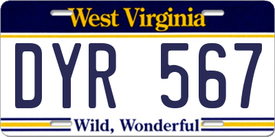 WV license plate DYR567